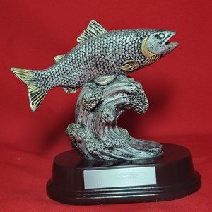 Resin Wave Riding Fish Trophy Sculpture